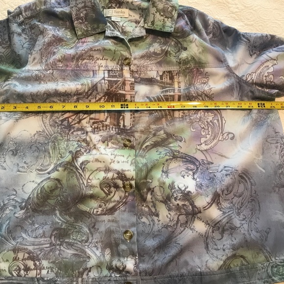 C&B colorful denim jacket with French images & text (2X) - Picture 14 of 15